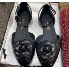 Chanel Mary Janes with Camellia and Ankle Strap Black 2024