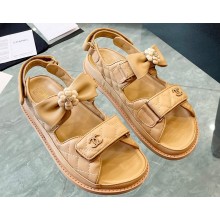 Chanel CC Logo Beach Sandals Camellia Beige Spring 2024