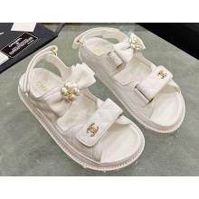 Chanel CC Logo Beach Sandals Camellia White Spring 2024