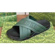 Gucci Criss-cross Rubber Women/Men Slide Sandals Green 2024