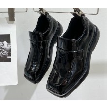 Prada patent leather Women/Men derby shoes 2EG427 Black 2024