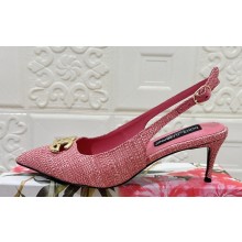 Dolce & Gabbana Heel 6.5cm Raffia slingbacks Pink 2024