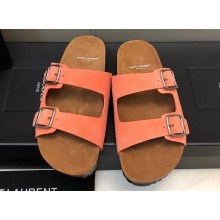 Saint Laurent Jimmy Buckled Suede Slide Sandals Pink 2024