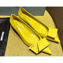 Prada Heel 4.5cm Brushed leather pumps with Architectural details Yellow 2024