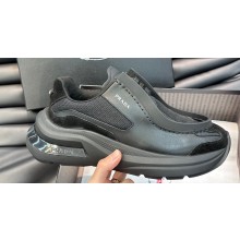Prada Systeme brushed leather Men's sneakers with bike fabric and suede elements Black 2024