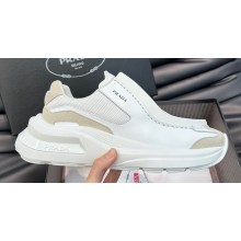 Prada Systeme brushed leather Men's sneakers with bike fabric and suede elements White 2024