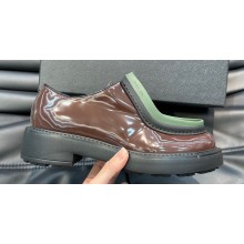 Prada Diapason opaque brushed leather lace-up Men's shoes Sienna/Military Green 2024