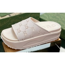 Gucci Women/Men platform perforated GG Rubber slide sandals White 2024