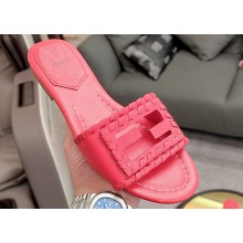 Fendi Baguette leather Slides Dark Pink with lace-up details 2024
