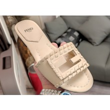 Fendi Baguette leather Slides White with lace-up details 2024
