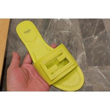 Fendi Baguette leather slides Light Green 2024