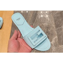 Fendi Baguette leather slides Pale Blue 2024