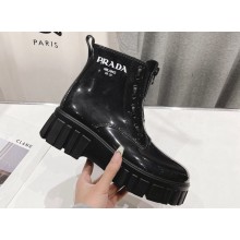 Prada PVC Rubber Rain Ankle Boots Black with Zip 2024