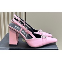 Versace Heel 10.5cm Medusa Buckle High Slingback Pumps Patent Pink 2024