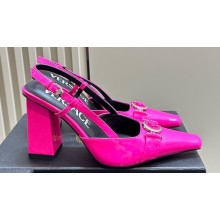 Versace Heel 10.5cm Medusa Buckle High Slingback Pumps Patent Fuchsia 2024