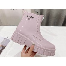 Prada PVC Rubber Rain Ankle Boots Light Pink with Zip 2024