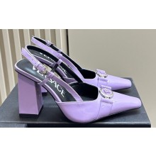 Versace Heel 10.5cm Medusa Buckle High Slingback Pumps Patent Purple 2024