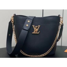 Louis Vuitton Grained calf leather Lock and Walk Bag M24006 Black 2024