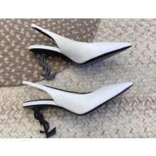 Saint Laurent Heel 8.5cm Opyum slingback Pumps in leather White