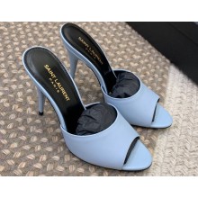 Saint Laurent Heel 9.5cm La 16 Mules in Leather Sky Blue 2024