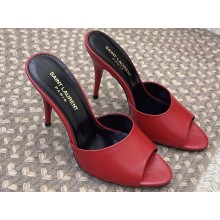 Saint Laurent Heel 9.5cm La 16 Mules in Leather Red 2024