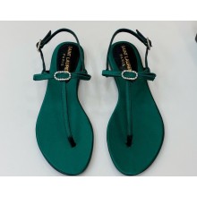 Saint Laurent jackie flat sandals in satin crepe 763491 Green 2024