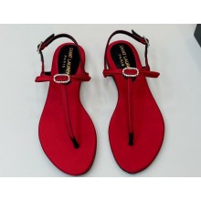 Saint Laurent jackie flat sandals in satin crepe 763491 Red 2024