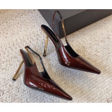 Saint Laurent Heel 11cm blake slingback pumps in patent leather 776352 Burgundy 2024