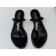 Saint Laurent cassandra slides in patent leather 776081 Black/Crystal 2024