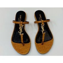 Saint Laurent cassandra slides in leather 776081 MARRON GOLD 2024