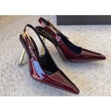 Saint Laurent Heel 11cm lee slingback pumps in patent leather 763421 Burgundy 2024