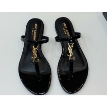 Saint Laurent cassandra slides in patent leather 776081 Black/Gold 2024