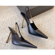 Saint Laurent Heel 11cm blake slingback pumps in leather 776352 Black 2024