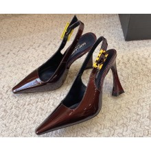 Saint Laurent Heel 11cm dune slingback pumps in patent leather 786756 Burgundy 2024