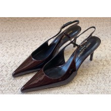 Saint Laurent Heel 6.5cm vendome slingback pumps in Patent leather 755213 Burgundy 2024