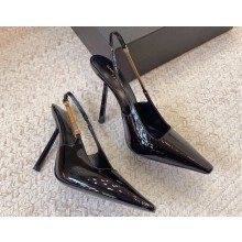 Saint Laurent Heel 11cm blake slingback pumps in patent leather 776352 Black 2024
