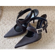 Saint Laurent Heel 11cm spontini slingbacks 756036 Satin Black 2024