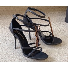 Saint Laurent Heel 10cm cassandra Multi-strap sandals Black/Brown 2024