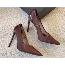 Saint Laurent Heel 11cm anja pumps in mesh 755099 Dark Red 2024