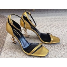 Saint Laurent Heel 8.5cm Opyum sandals in leather 557679 Gold