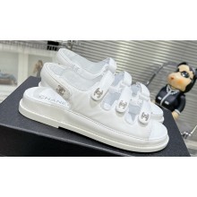 Chanel Crystal CC Logo Beach Sandals White 2024
