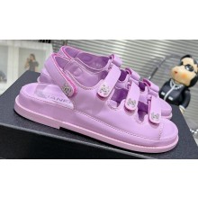 Chanel Crystal CC Logo Beach Sandals Purple 2024
