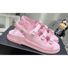 Chanel Crystal CC Logo Beach Sandals Pink 2024