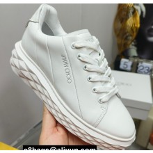 Jimmy Choo Diamond Maxi/F Leather Trainers Sneakers White with Platform Sole 2024