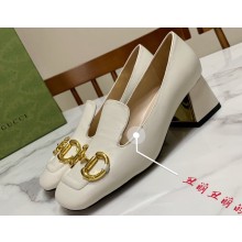 Gucci Heel 5.5cm Pumps with Horsebit in leather White