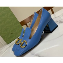 Gucci Heel 5.5cm Pumps with Horsebit in leather Blue