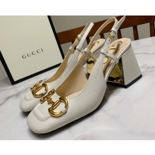 Gucci Heel 2.5cm/5.5cm/7.5cm slingbacks with Horsebit in leather White