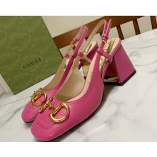 Gucci Heel 2.5cm/5.5cm/7.5cm slingbacks with Horsebit in leather Fuchsia