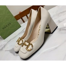 Gucci Heel 2.5cm/5.5cm/7.5cm pumps with Horsebit in leather White
