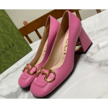 Gucci Heel 2.5cm/5.5cm/7.5cm pumps with Horsebit in leather Pink